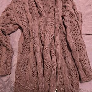 Amazon Women's Cable Knit Cardigan - Mauve
